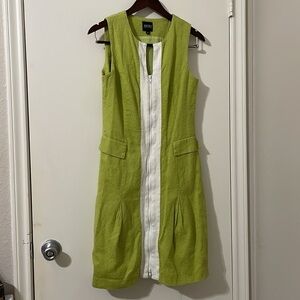 Bigio Collection Green and White Sleeveless Dress Size 8